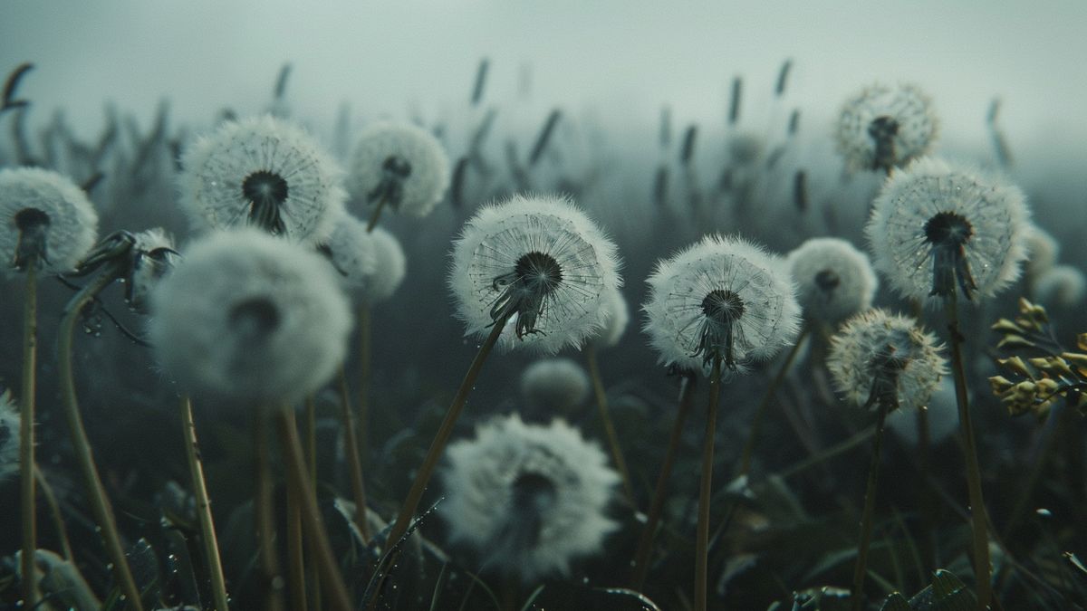 Dandelions wilting after being treated with herbicide.